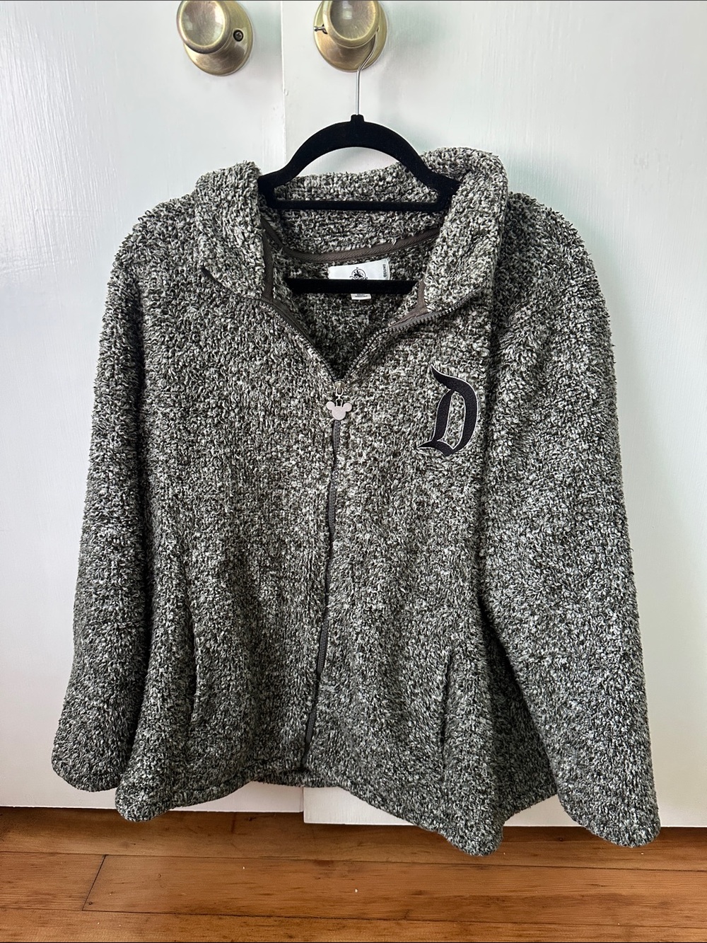 disneyland mickey Plush Heathered Gray Full-Zip Sherpa Jacket